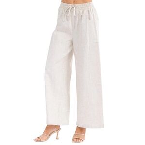 Wide Leg Palazzo Linen/Cotton Elastic Waist Pants